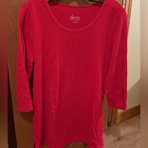 d & co, Women's Red Scoop Neck Long-Sleeve Tunic